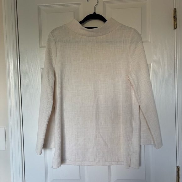 Chico's Cream White Mock Neck Blouse Size 1/ Medium - Picture 1 of 7